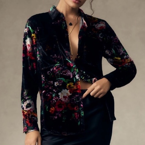 🔴SOLD🔴Anthropologie Pilcro Hadley Relaxed Buttondown Shirt: Velvet Edition Large - Picture 4 of 11